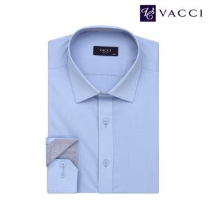 바찌 레이온 스판 솔리드 슬림핏 긴팔 셔츠 블루 VD1O1BS512B0