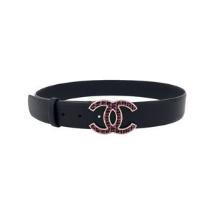 [엘러브] 샤넬 22K 트위드 CC로고 벨트 75 블랙/핑크 5ET0876