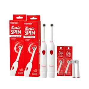 동국제약 덴트릭스 소닉스핀 전동칫솔 2개 + 전용 교체용 칫솔모 2개