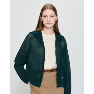 헤지스 여성 25FW 메쉬 후드 집업 가디건 다크그린 HSSW5CC32E3