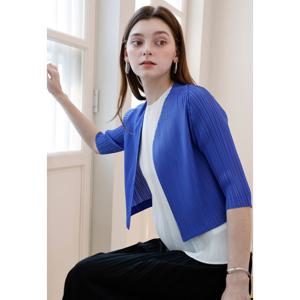 [요이츠]드레이프 슬리브 오픈 플리츠 가디건_YJ04WNPCD01BL1