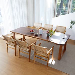 해찬솔 북미산 호두나무 월넛 우드슬랩 6인 식탁세트A 2500_T3