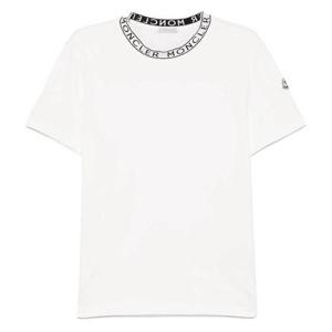 몽클레어 넥라인 로고 라운드넥 반팔셔츠 화이트 8C00027 8390T 032