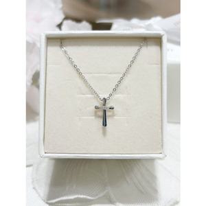 미니골드 14k 신기어 십자가 화이트골드 펜던트 목걸이 NNKM4317 PETM4081