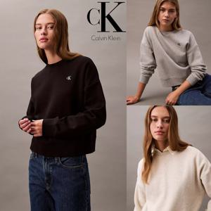 캘빈 클라인 Calvin Klein 40W241P 여자 아카이브 로고 맨투맨 크롭 티셔츠