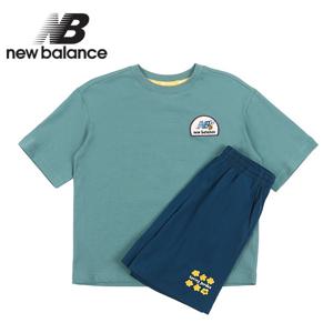뉴발란스 키즈 일러스트 티셔츠 반팔세트(NK9YD2301U-40)_그린