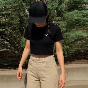 [푸마 주니어]푸마 PUMA 에센셜 베이비티 세미 크롭 반팔티 블랙 629745-01