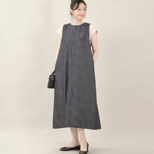 애비뉴투지 엄마옷 생지 데님 진청 A라인 봄 여름 민소매 원피스 K06515