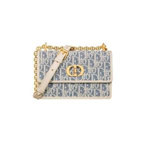 디올 미스 카로 미니 백 디올 오블리크 샴브레이 라피아 이펙트 앤드 스무스 카프스킨 라이트 비스킷 화이트 S5169UDFD-M925