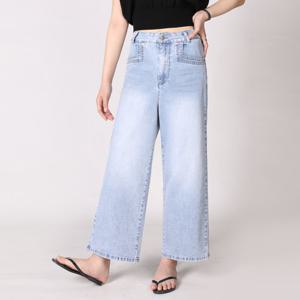 [헤이올리]  썸머 아이스 데님스판 포켓 이중스티치 포인트  반밴딩 8부 팬츠 PH1193