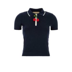 발렌티노 가라바니 여성 네이비 Dark 면 폴로 반팔니트 7B3KC65F9EQ 671