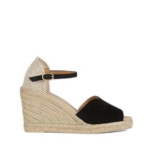 25 FW 제옥스 블랙 오픈 토 웨지 에스파드리유 D45TPB00022 TP438845098