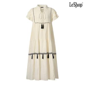 보헤미안 프릴 자수 롱 원피스 (DP2OW052A)