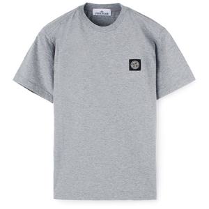 23SS 스톤 가슴패치 라운드반팔티 멜란지그레이 101524113 A0M64