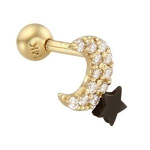 [로이드] 초승달 블랙별 14K 골드 피어싱 LPFE2105G
