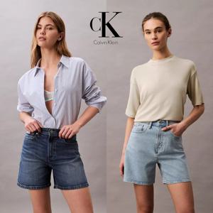 캘빈 클라인 Calvin Klein 47B986G 여자 하이라이즈 A라인 데님 쇼츠 반바지