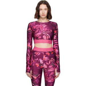 25 FW 베르사체진스꾸뛰르 여성 핑크   퍼플 라이크라 바로코 티셔츠 252202F110012