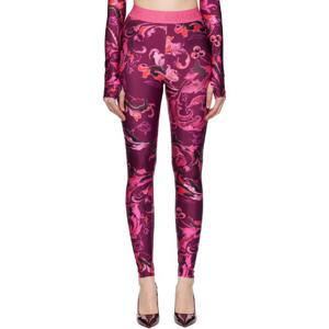 25 FW 베르사체진스꾸뛰르 여성 핑크   퍼플 라이크라 바로코 레깅스 252202F085004