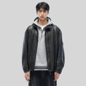 [시리즈(series)]투톤 블루종 가죽 점퍼 _ SAUDW24401GRX