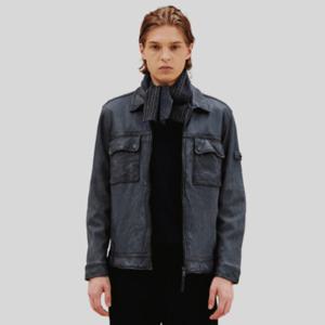 [시리즈(series)]투톤 집업 셔츠형 가죽 자켓 SAUDW24101GYX