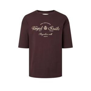 헤지스 여성 25FW 수피마 코튼 루즈핏 그래픽 티셔츠 버건디 HSTS5C701D2