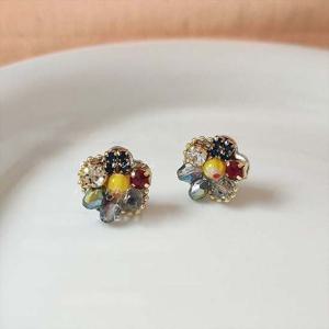 크리스탈귀걸이 꽃귀걸이 실버은침 핸드메이드 귀걸이