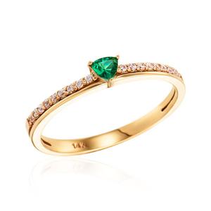 [비앤비골드] 14K 에메랄드 트라이 헤일로 큐빅 반지 MNR41470