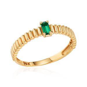 [비앤비골드] 14K 사각 에메랄드 바게트 미니 버티컬 반지 SRS41457