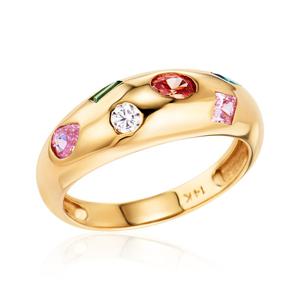 [비앤비골드] 14K 트윙클 레인보우 젬믹스 멀티 큐빅 반지 SRS41452