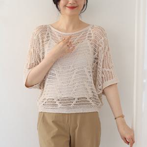 [웬디즈갤러리]스카시 가오리 반팔 니트/여름 시스루 해변 휴가 여행 RKN140