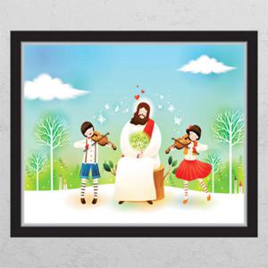 아트박스/꾸밈 ih242-예수님을 위한 재롱잔치_창문그림액자_뮤럴