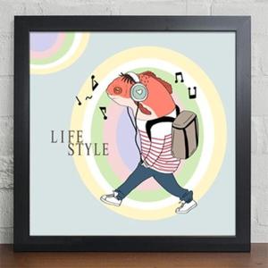 아트박스/꾸밈 cy101-일상스토리14_음악 듣는 물고기청년