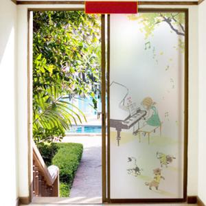 아트박스/꾸밈 ip541-피아노소녀와동물친구_유리문시트지