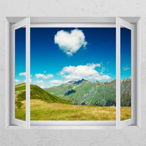 아트박스/꾸밈 ij250-하트구름_창문그림액자_뮤럴시트지