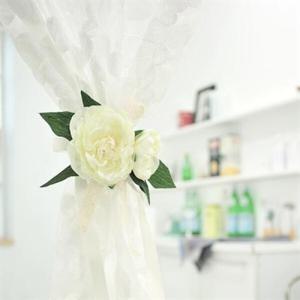 아트박스/모모제작소 슈크림 레이스 코튼자수 가리개커튼 80x124