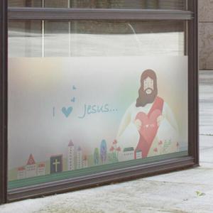 아트박스/꾸밈 is930_m-무점착유리시트_예수사랑_글라스시트지