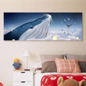 아트박스/꾸밈 iw894-밤하늘의고래와학_대형노프레임벽시계