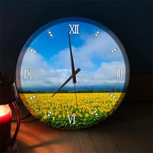 아트박스/꾸밈 nf098-LED시계액자35R_넓은평원과해바라기