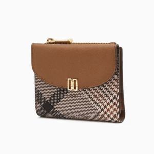[닥스] 브라운 체크 가죽 DD장식 반지갑 DCWA5F309W2