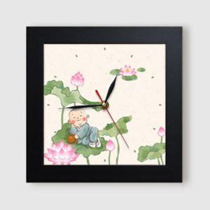 아트박스/꾸밈 it398-동자승의연꽃_미니액자벽시계