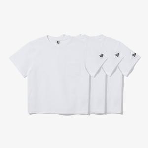 [뉴에라키즈]LIGHTERA 에센셜 3팩 포켓 반팔 티셔츠 화이트 14697420