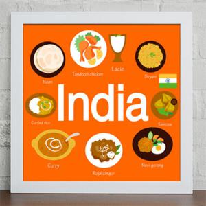 아트박스/꾸밈 cw069-세계의특별한밥상_인도_인테리어액자