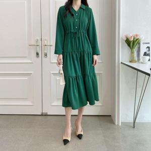 아트박스/옷자락 여자 봄 브이넥 카라 프릴 캉캉 롱원피스