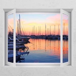 아트박스/꾸밈 ih299-노을 지는 바다_창문그림액자_뮤럴시트지