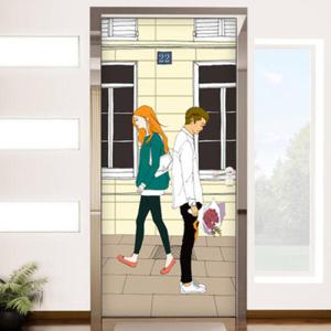 아트박스/꾸밈 ip490-그남자그여자이야기_현관문방문시트지