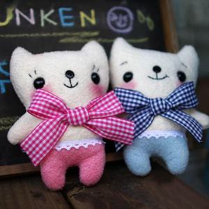 아트박스/꼬매기 핑크 체크리본 크리미 만들기 패키지(솜포함)