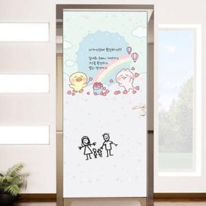 아트박스/꾸밈 tc103-칠판현관문시트지_구름속오리와토끼