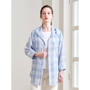 [마담엘레강스] 선염 체크 시어서커 후드 자켓 K252JK02