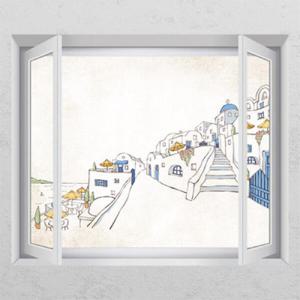 아트박스/꾸밈 ic275-산토리니거리1_창문그림액자