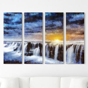 아트박스/꾸밈 cw575-노을지는저녁의폭포_그림_대형노프레임세트